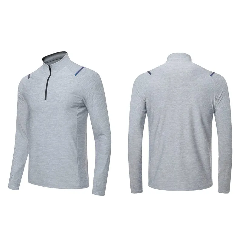 Men Running T-shirt Training Long Sleeve Sport Polo Shirt Top Gym Jogging Workout Sweatshirt High Quality Fitness Sportswear