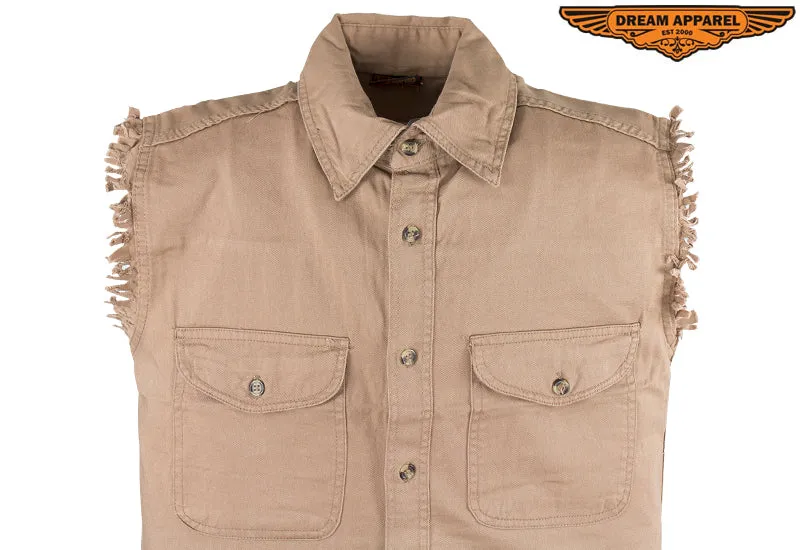 Mens Denim Beige Sleeveless