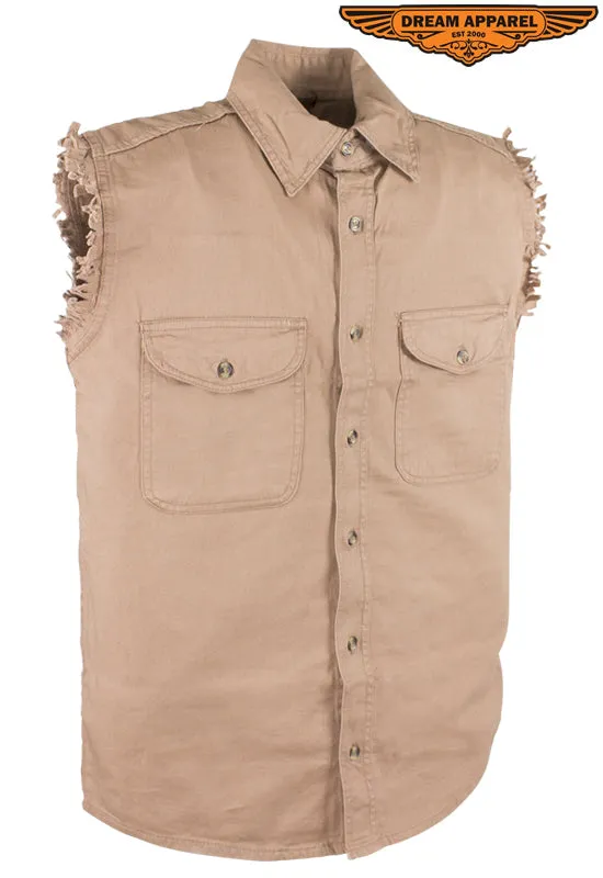 Mens Denim Beige Sleeveless