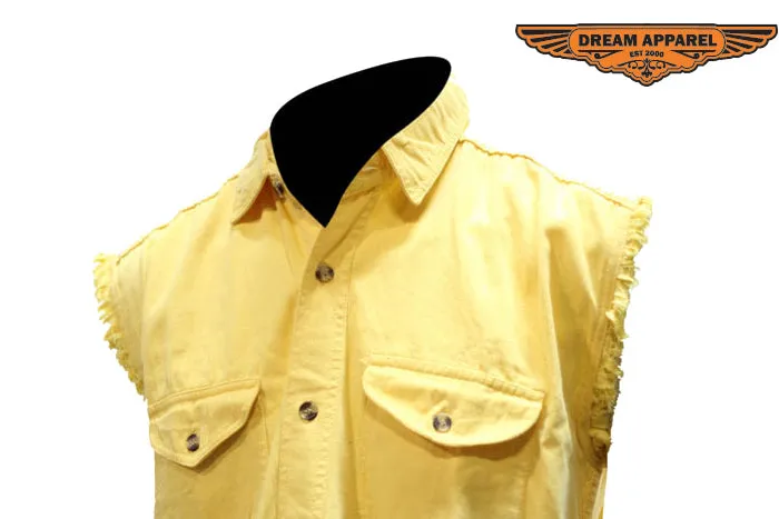 Mens Denim Yellow Sleeveless