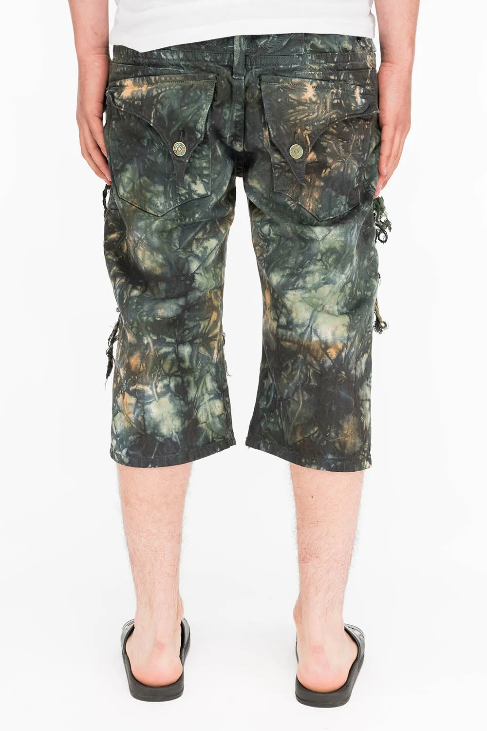 MENS DESTROYED SHORTS WITH KILLER FLAP POCKET IN JERONIMO WASH