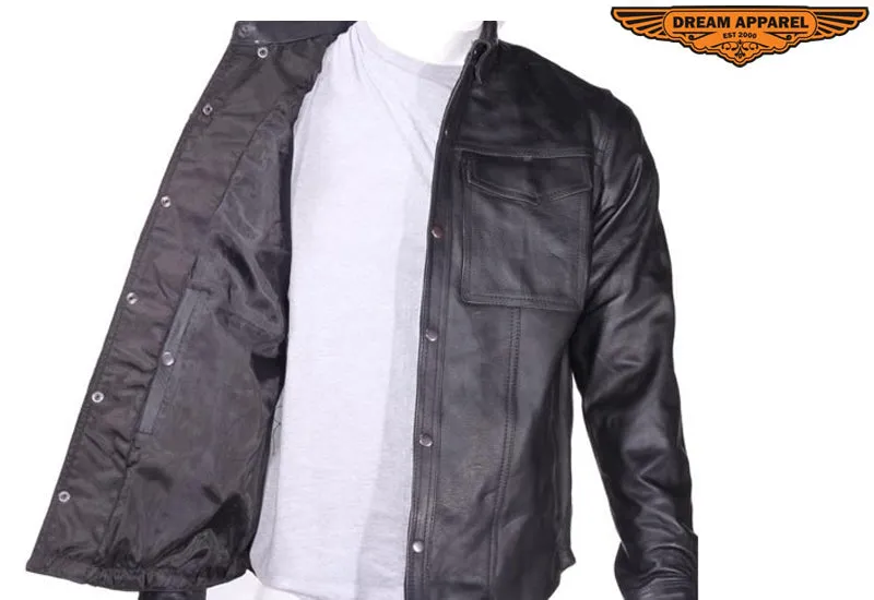 Mens Leather Shirt for Summer Riding