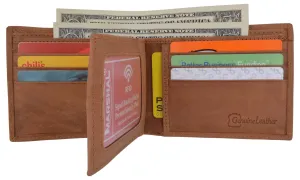 Men's RFID Blocking Hunter Leather Bifold Multi-Card ID Center Flip Wallet