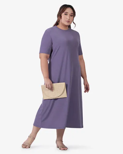 Meredith Midi Short Sleeve Ribbed Dress - Light Purple