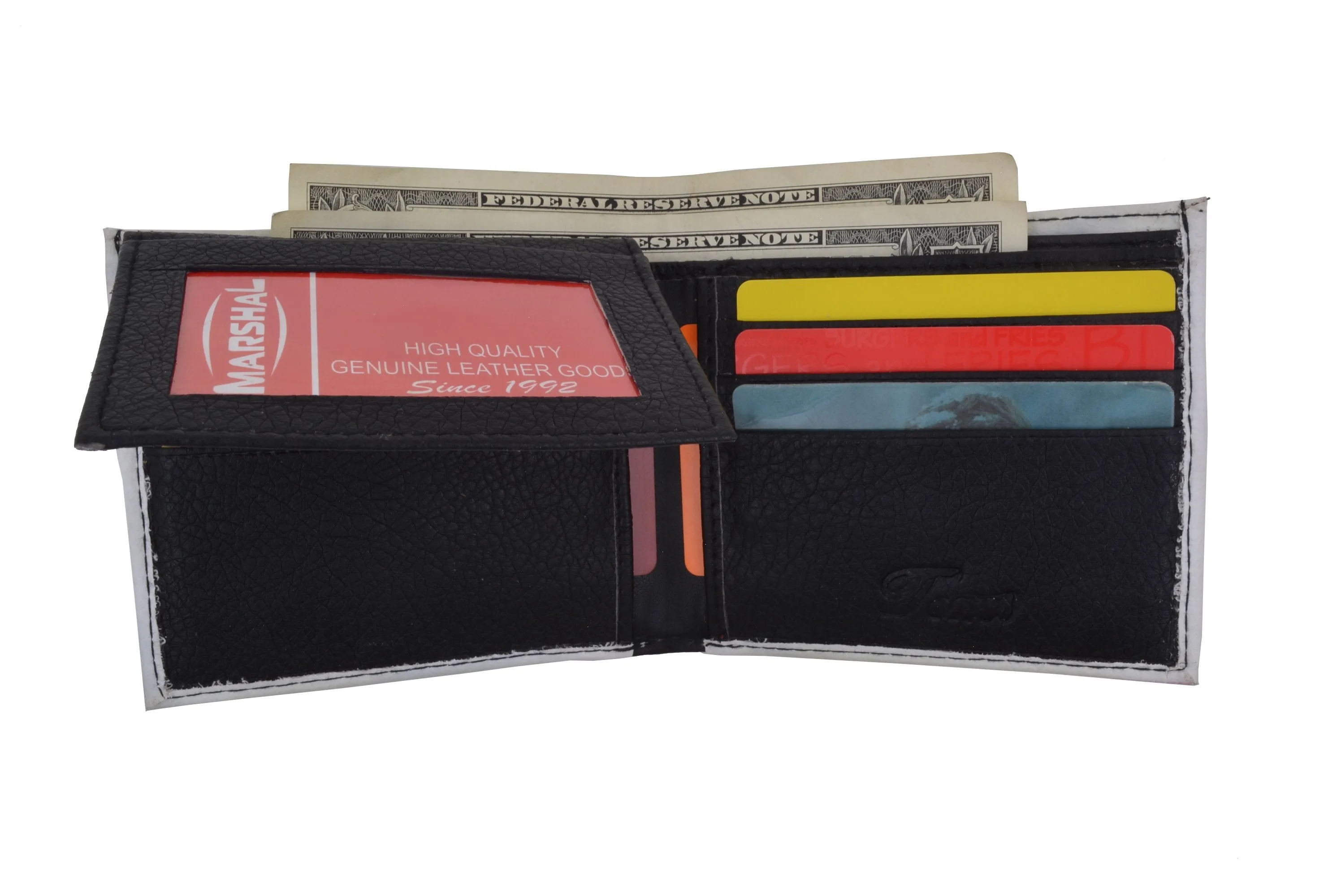 Mexico 1000 Pesos Men's Genuine Leather Bifold Multi Card ID Center Flap Wallet 1246-23