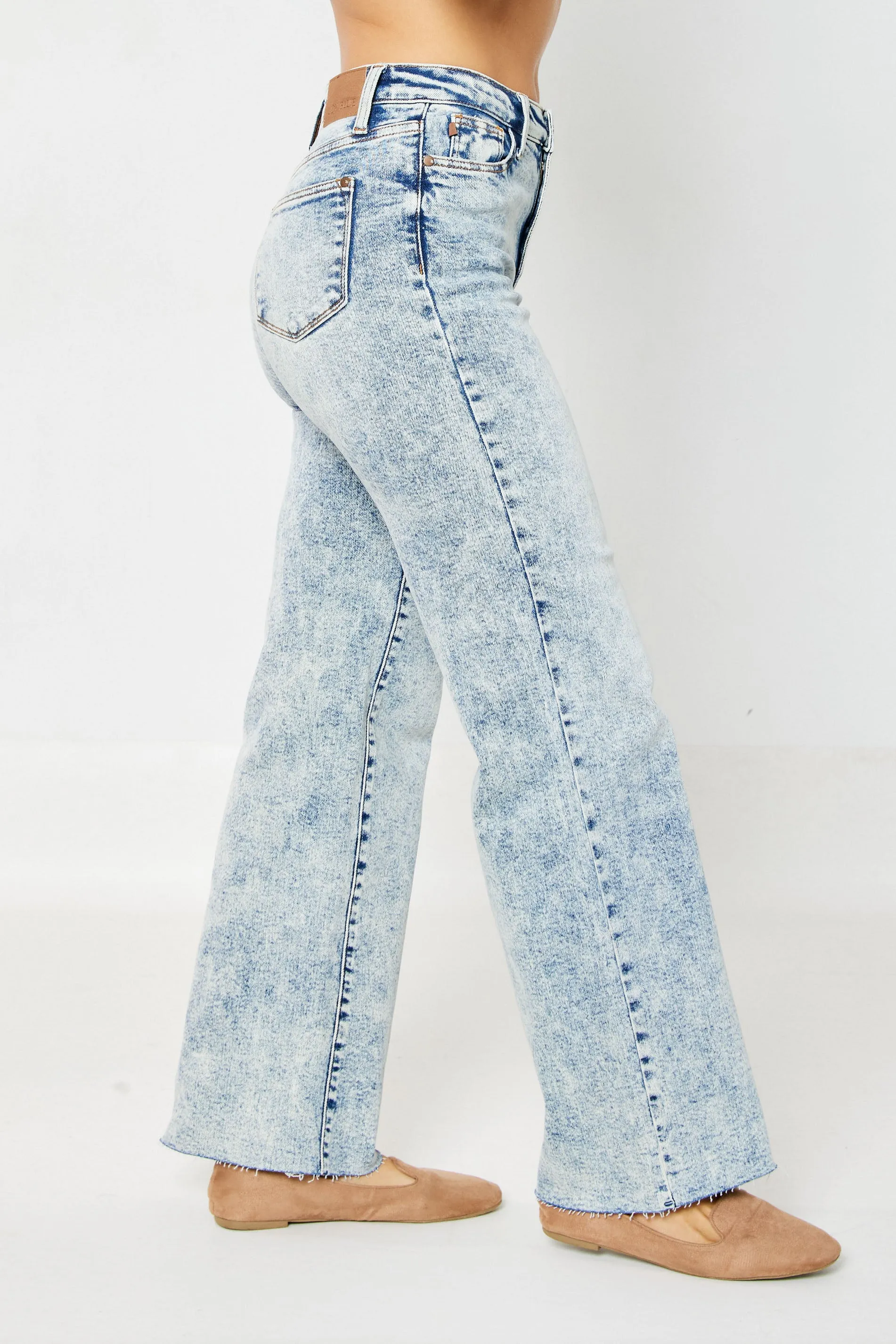 Miami High Waist Mineral Wash Raw Hem Denim