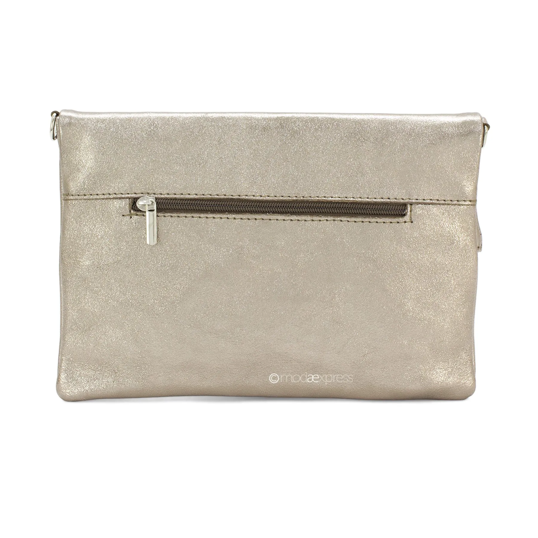 Milly Metallic Foldover Leather Clutch - 2 colours