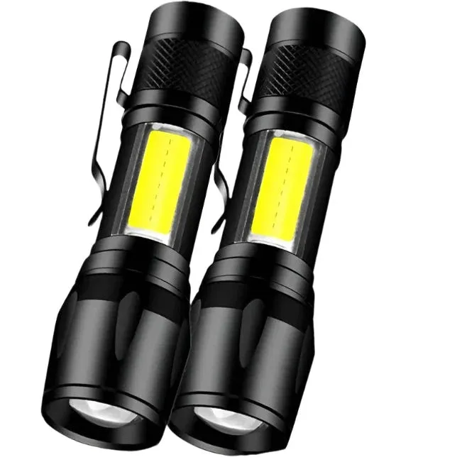 Mini Portable LED Flashlight COB XPE Rechargeable Torch Camping Lantern Zoomable Flashlight Tactical Flashlight with Pen Clip