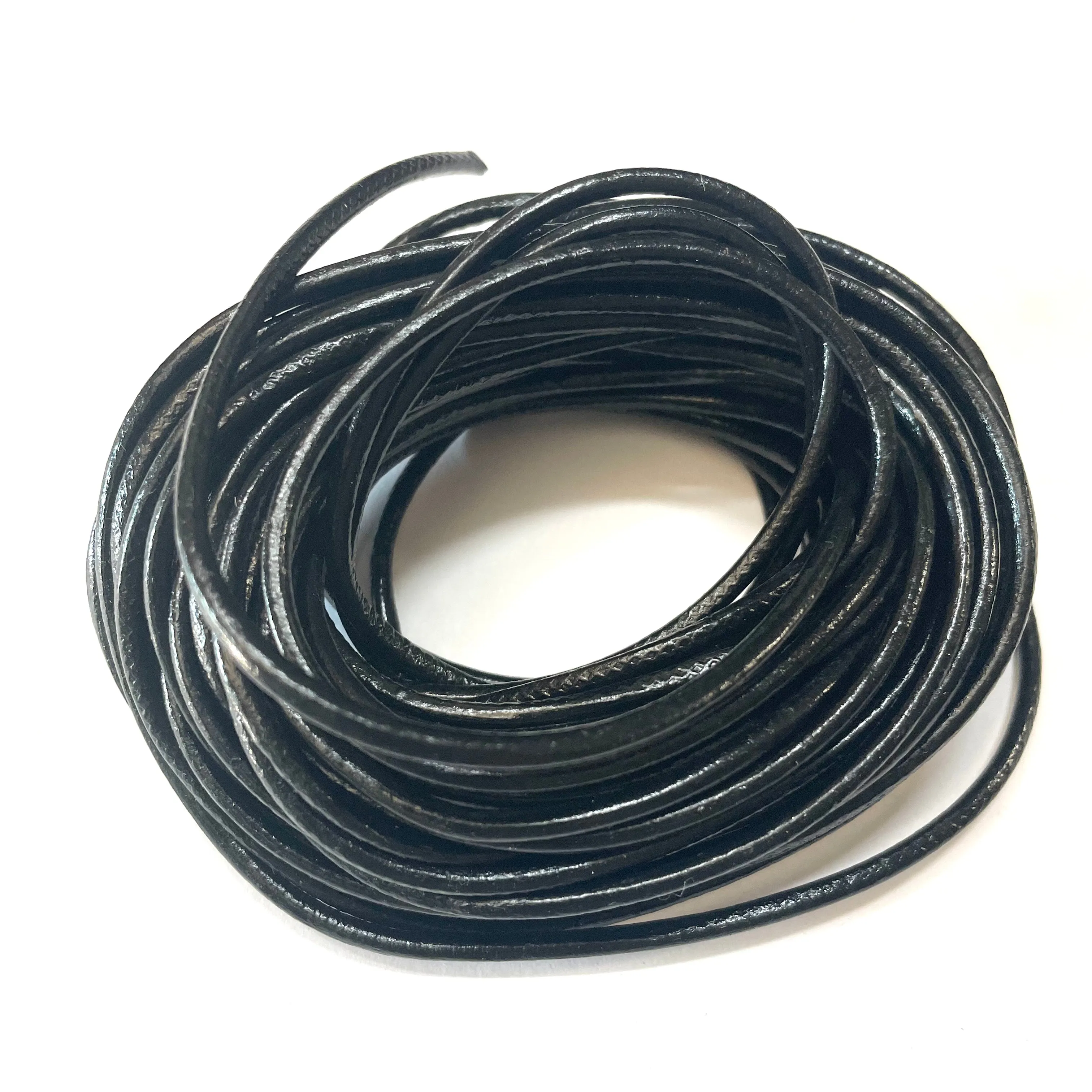 Natural Genuine Leather Cord per 10 Yards - Black 3mm