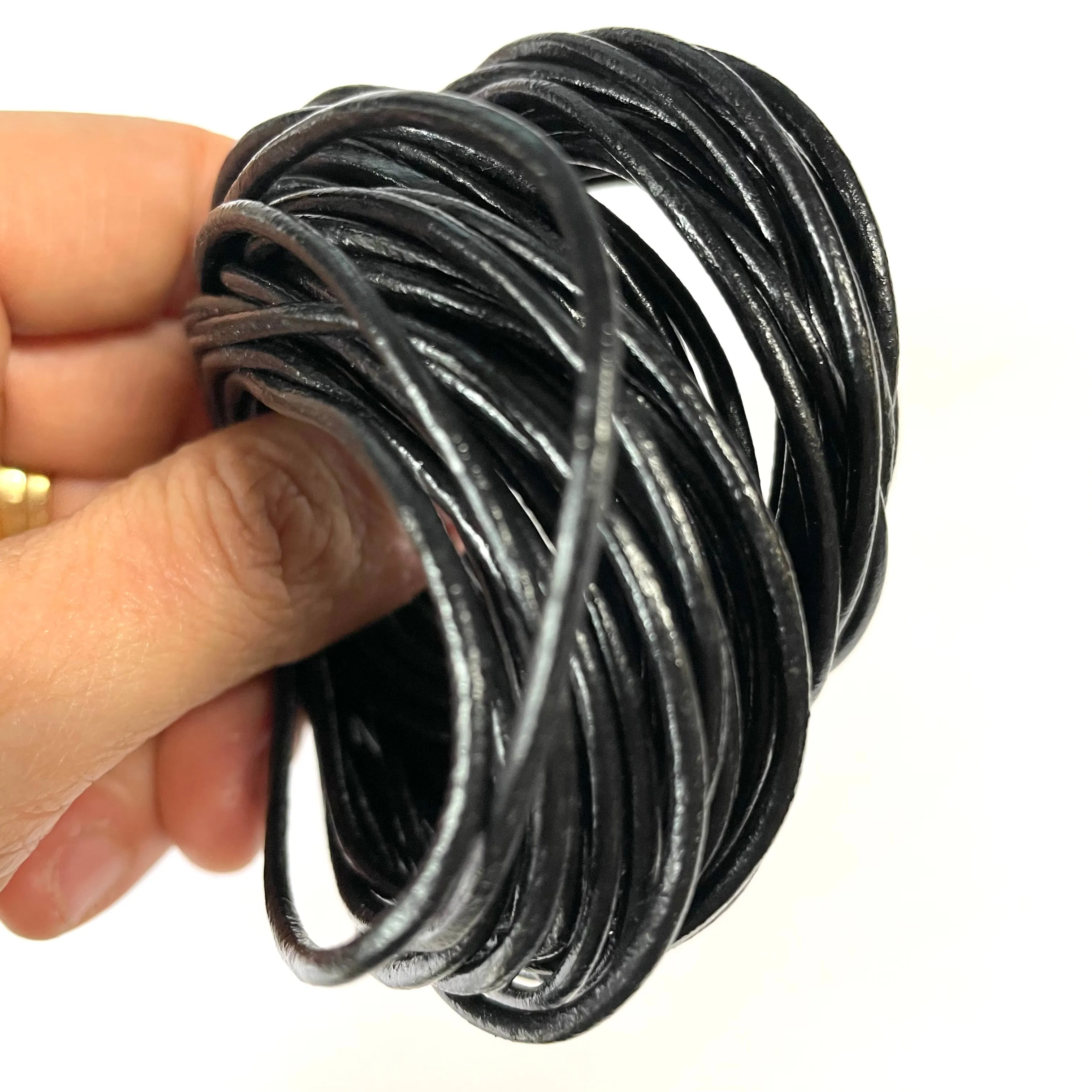 Natural Genuine Leather Cord per 10mtrs - Black 2mm