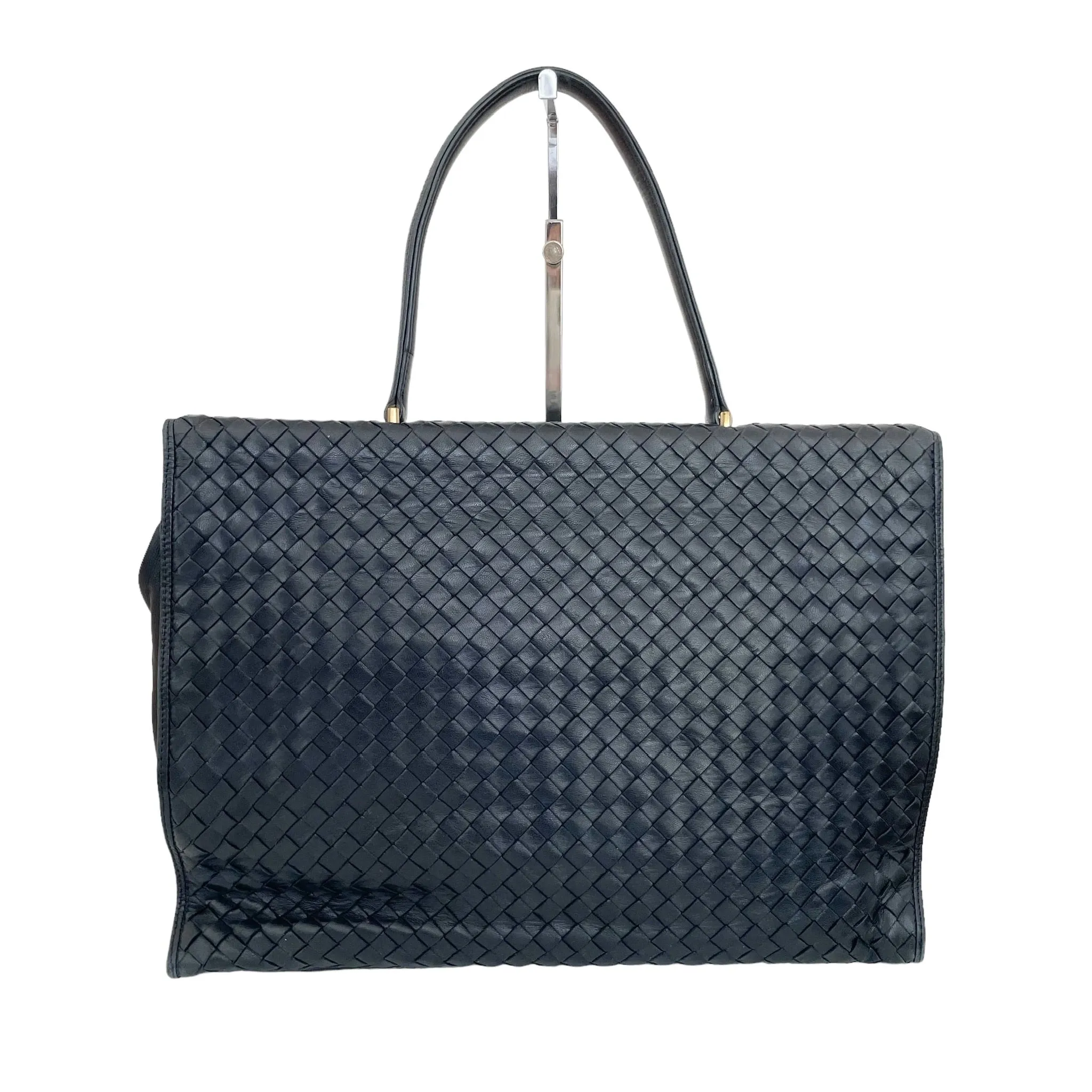 Navy Woven Oversized Shoulder Bag