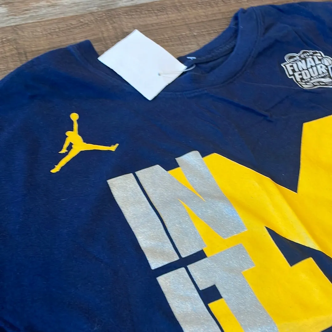 NCAA JORDAN Michigan Basketball Final Four Blue Short Sleeve Shirt Adult size large NEW!