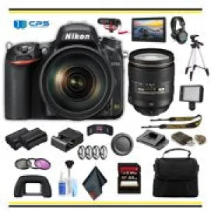 Nikon D750 DSLR Camera with 24-120mm Lens (1549 ) Professional Bundle W/ Bag, Extra Battery, LED Light, Mic, Filters, Tripod, Monitor and More- (International Model )