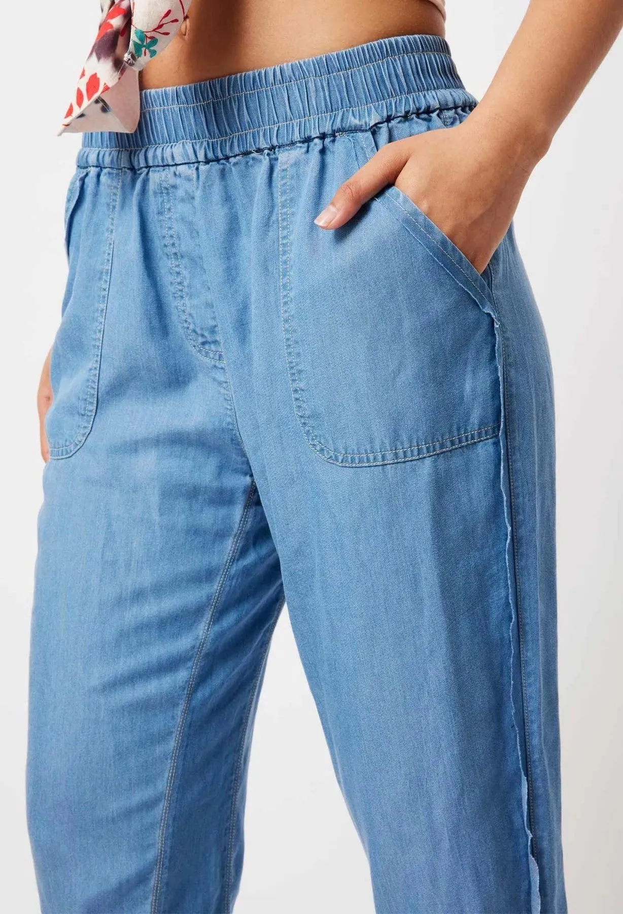 OnceWas Jolie Tencel Denim Raw Edge Jogger