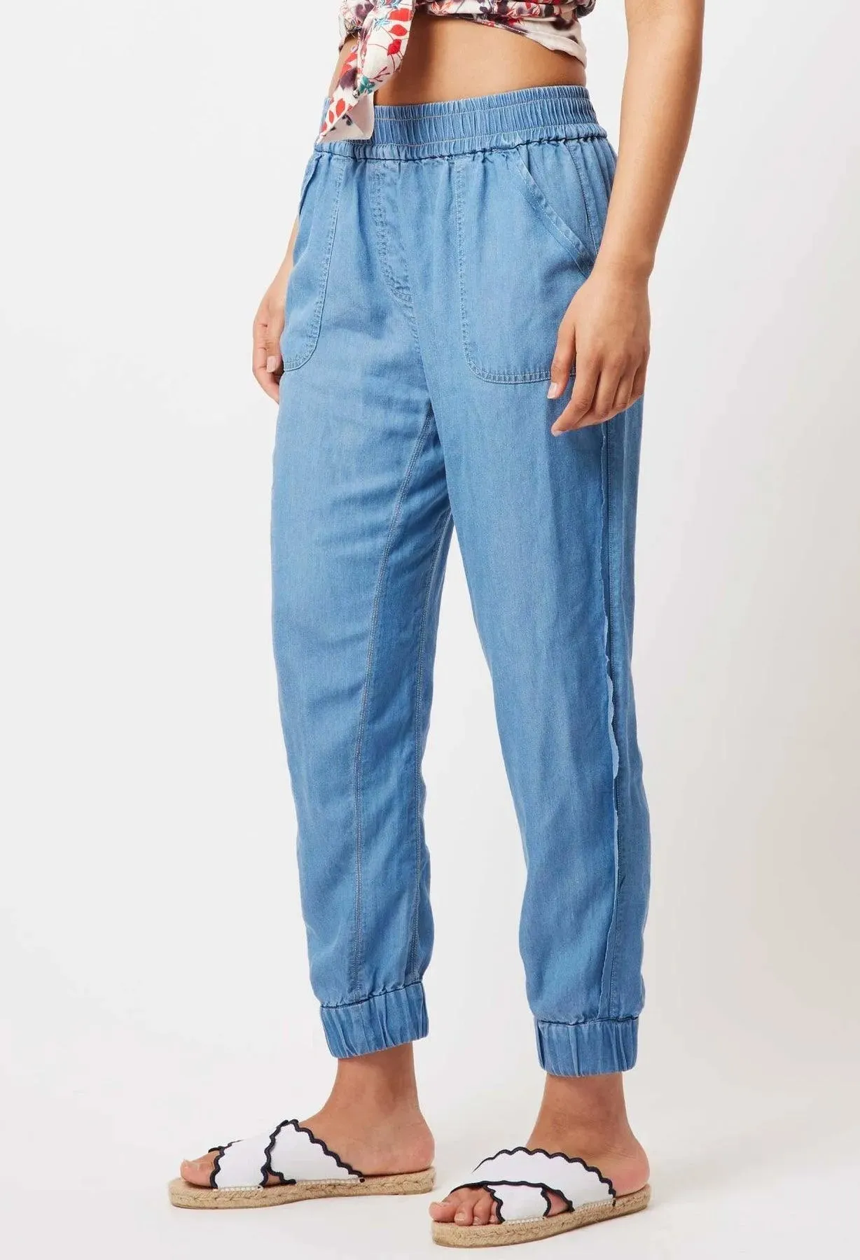 OnceWas Jolie Tencel Denim Raw Edge Jogger