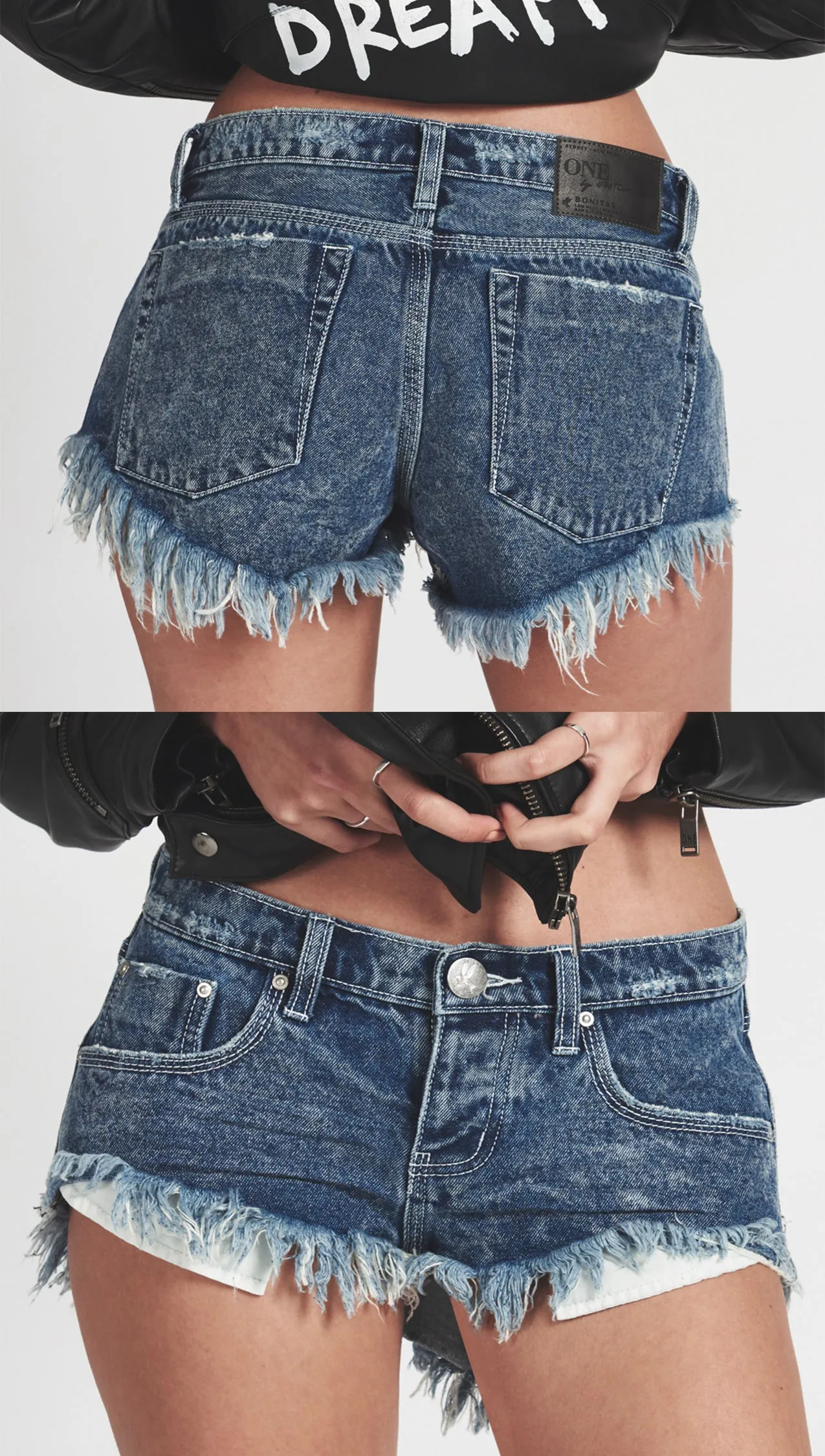 One Teaspoon Low Waist Bonita Denim Shorts Blue Society