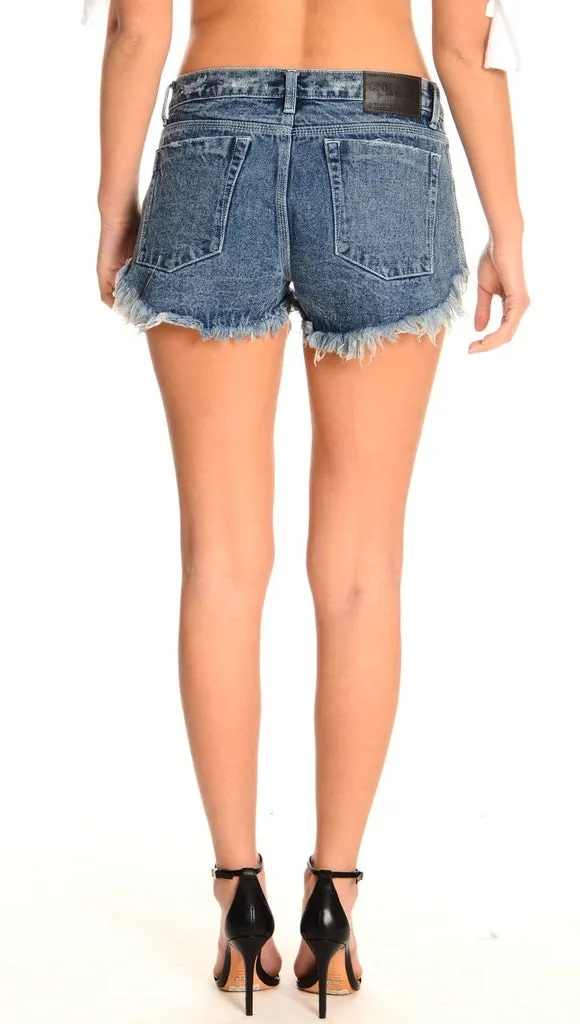 One Teaspoon Low Waist Bonita Denim Shorts Blue Society