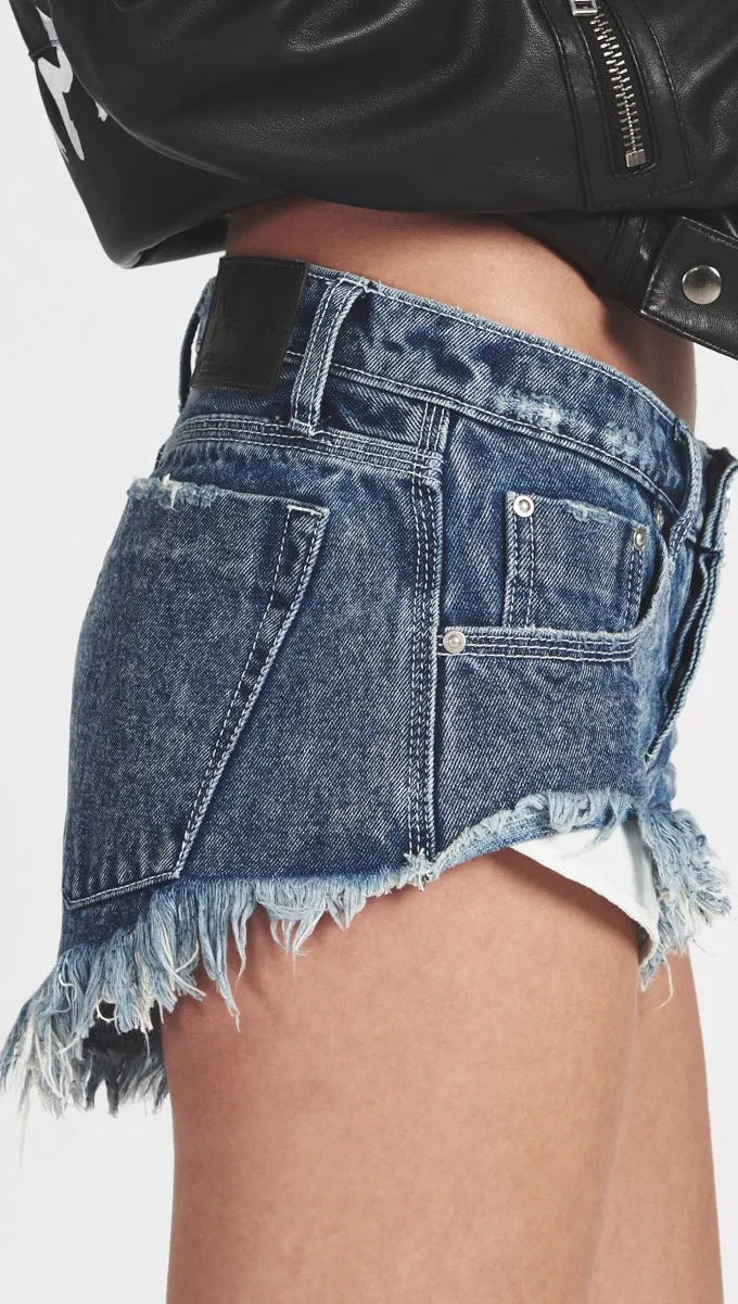 One Teaspoon Low Waist Bonita Denim Shorts Blue Society