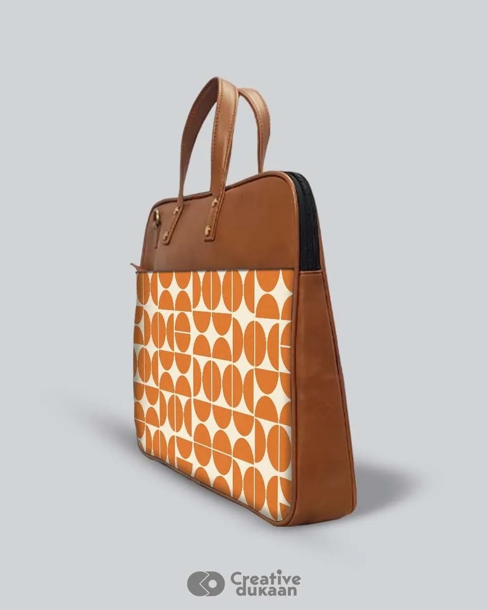 Orange Geometry - The Vegan Leather Laptop Bag