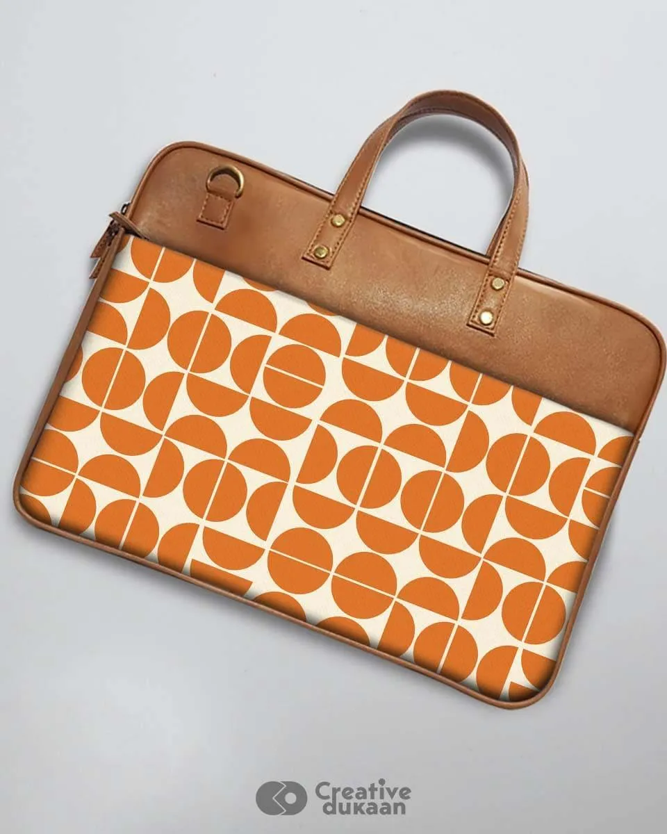 Orange Geometry - The Vegan Leather Laptop Bag