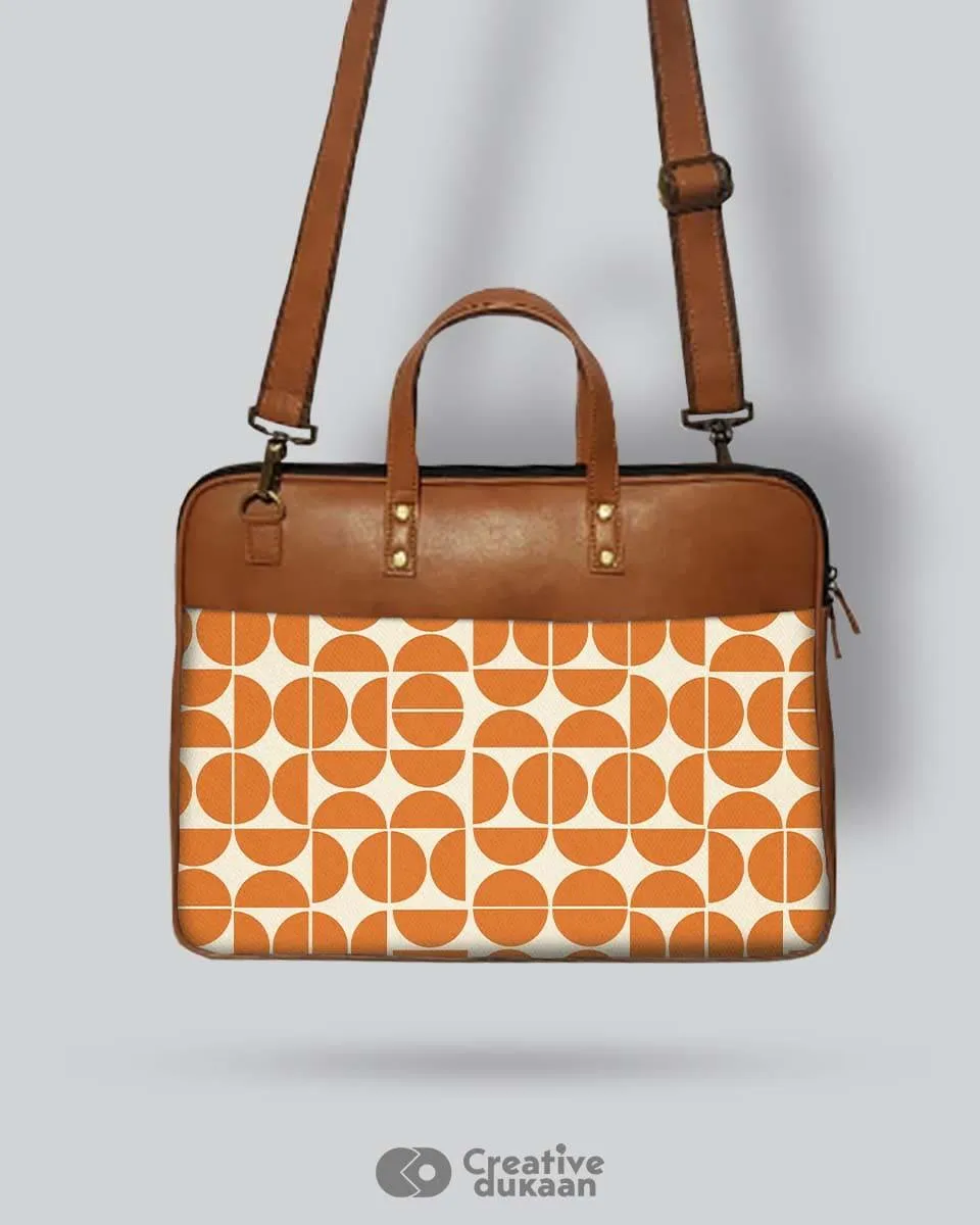 Orange Geometry - The Vegan Leather Laptop Bag