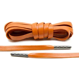 Orange Luxury Leather Laces - Gunmetal Plated