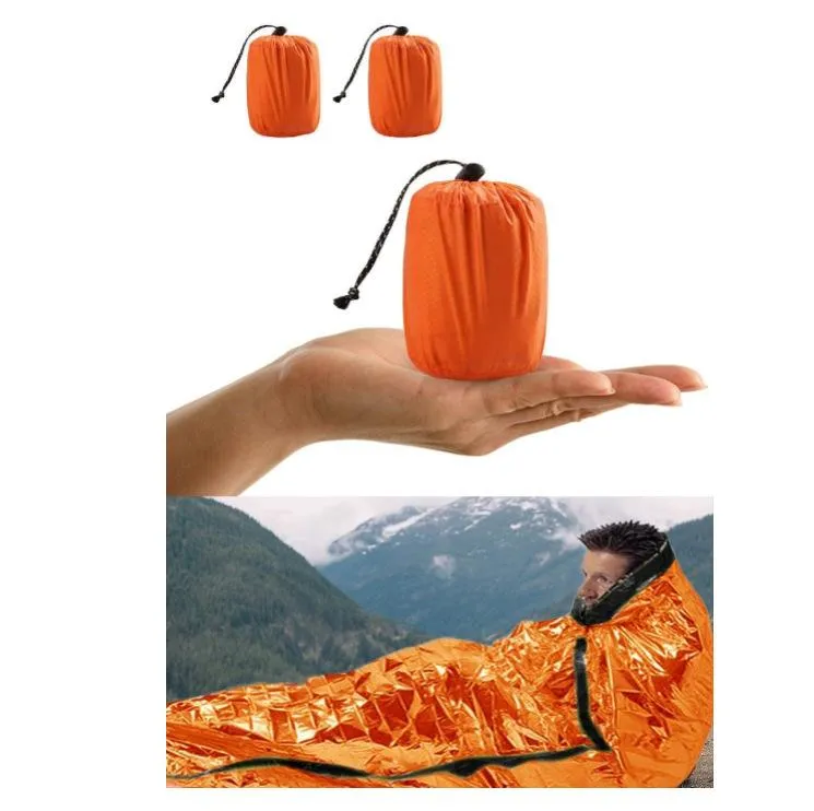 Outdoor PE aluminized film 26 micron first aid insulation blanket camping survival emergency single sleeping bag