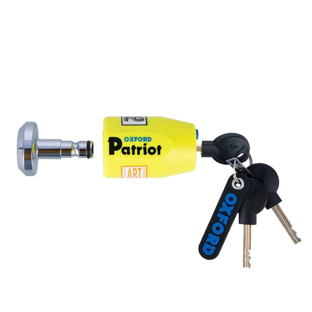 Oxford Patriot 14mm Motorcycle Disc Lock Yellow