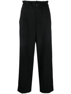 PAROSH paperbag-waist straight leg trousers