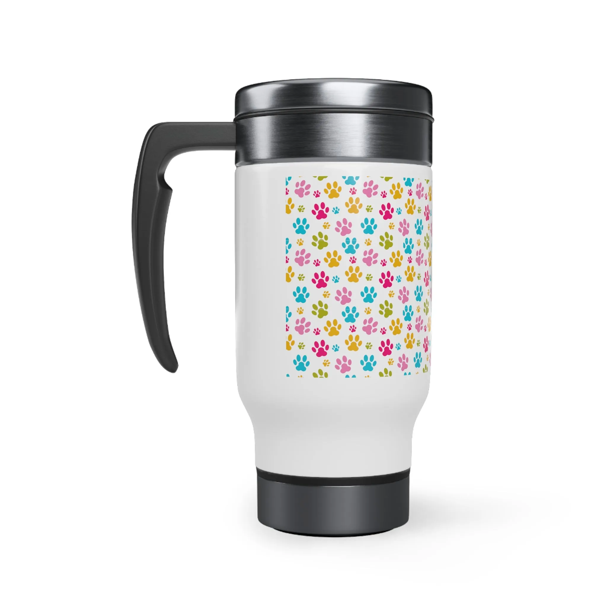 Paw Prints Stainless Steel Travel Mug with Handle, 14oz