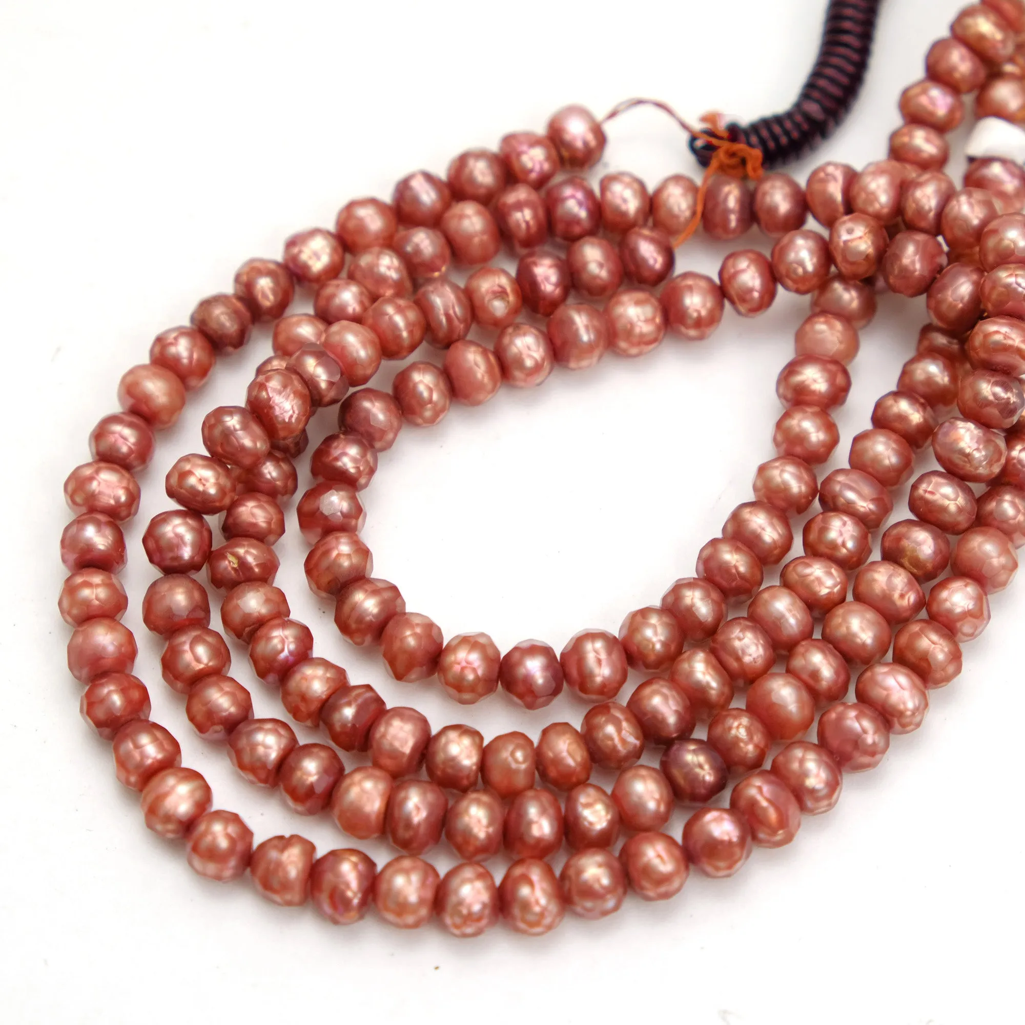 Peachy Pink Fresh Water Pearl 6mm Strand #7