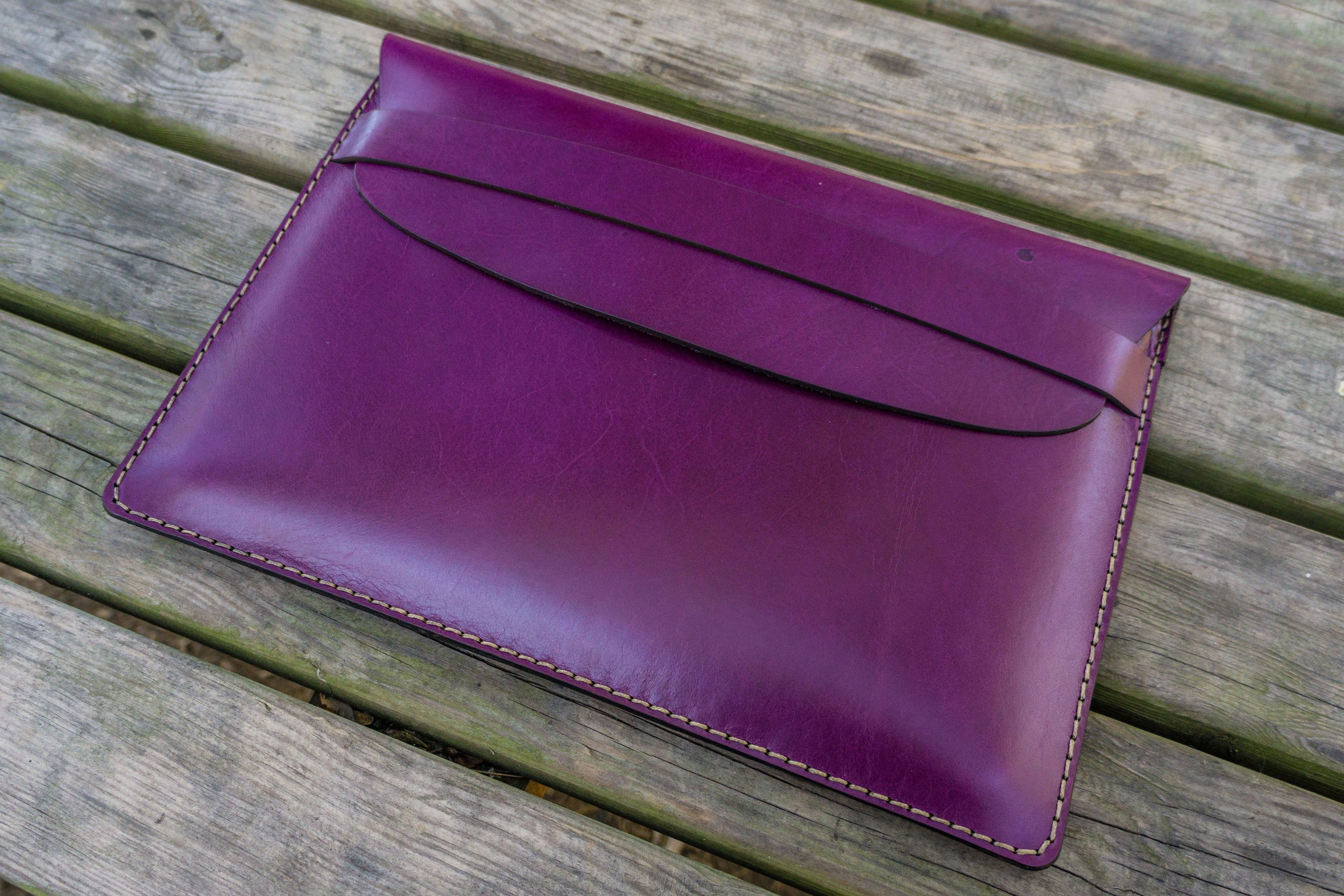 Personalized Leather MacBook Sleeves - Purple