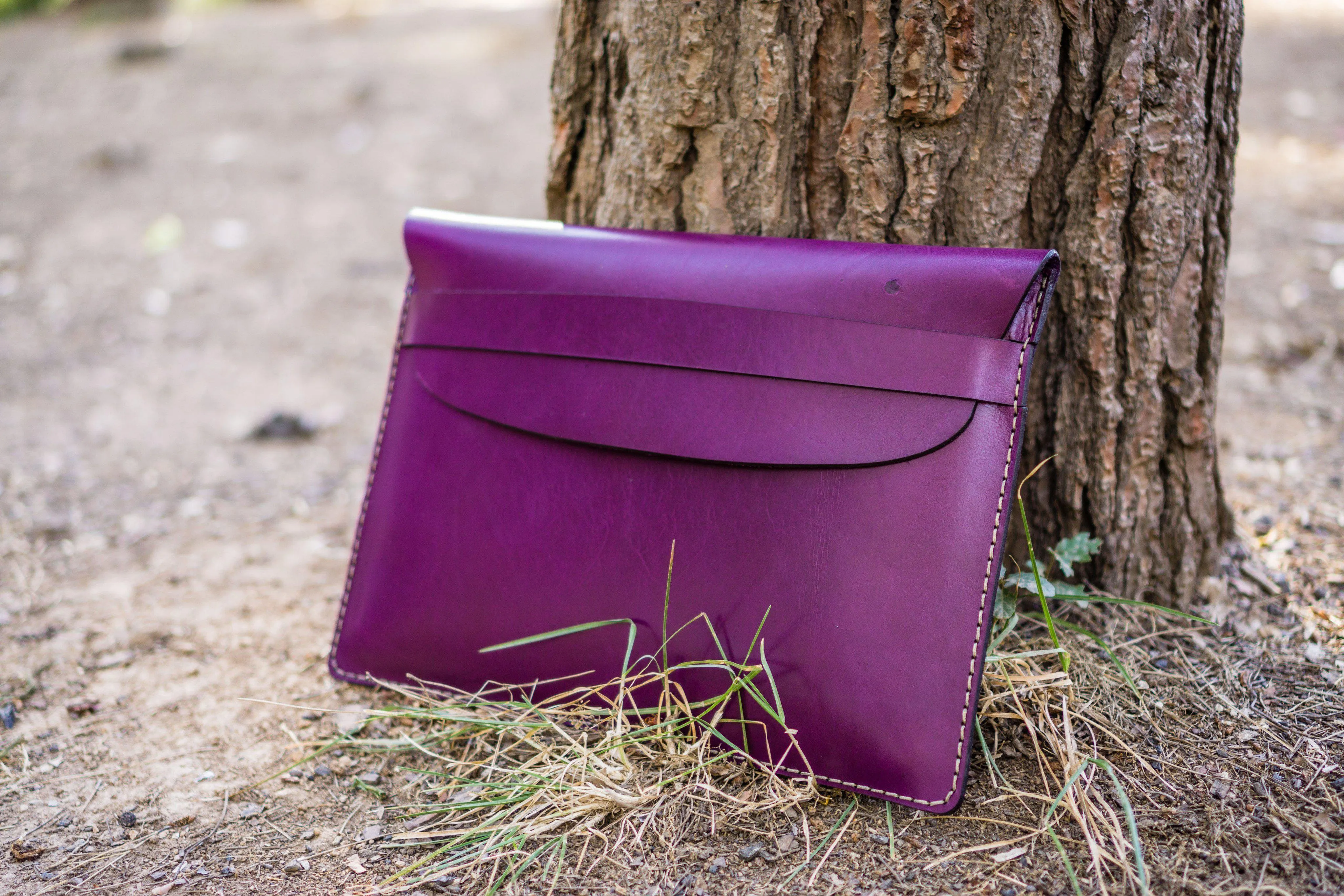 Personalized Leather MacBook Sleeves - Purple