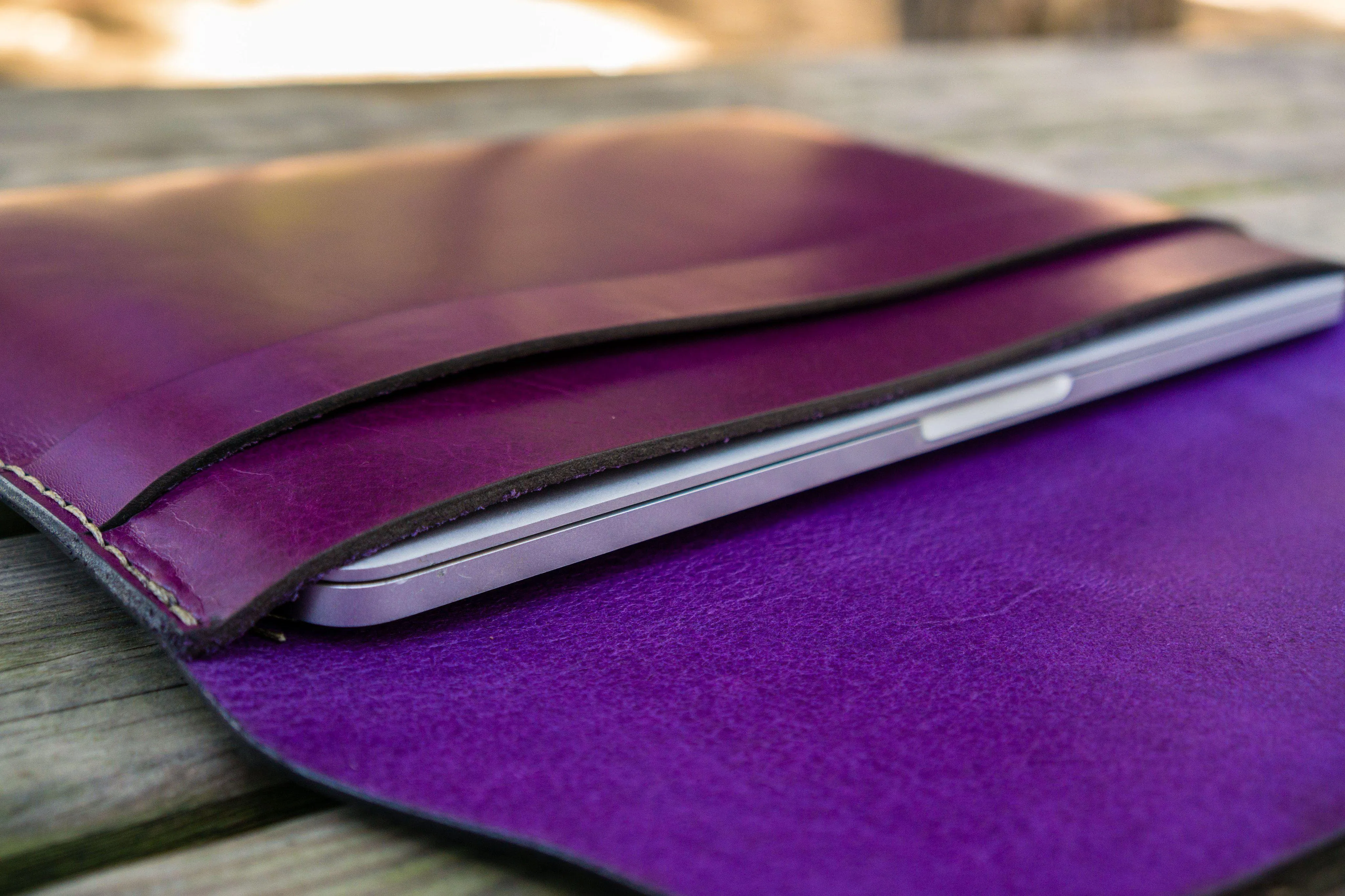 Personalized Leather MacBook Sleeves - Purple