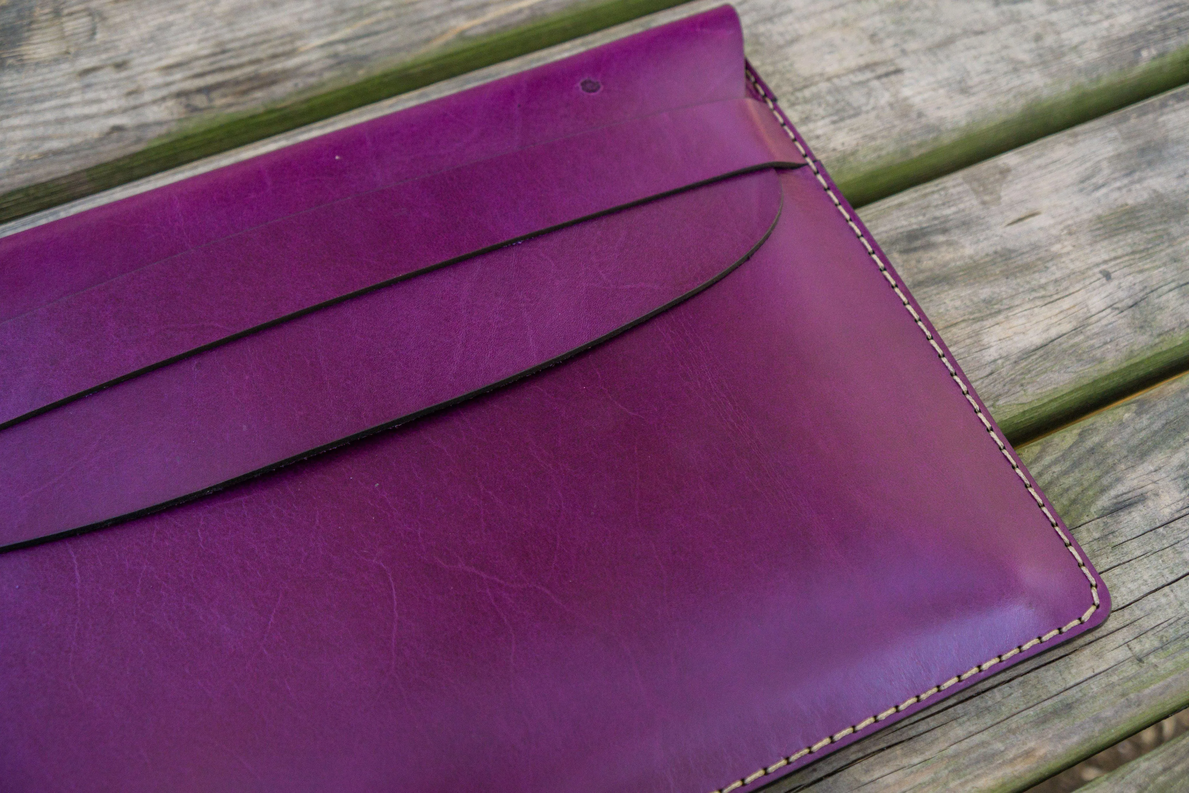 Personalized Leather MacBook Sleeves - Purple