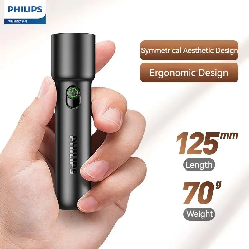 Philips 2023 New EDC Portable Flashlight Rechargeable LED Flashlights for Defensa Personal Self Defense Camping Hiking