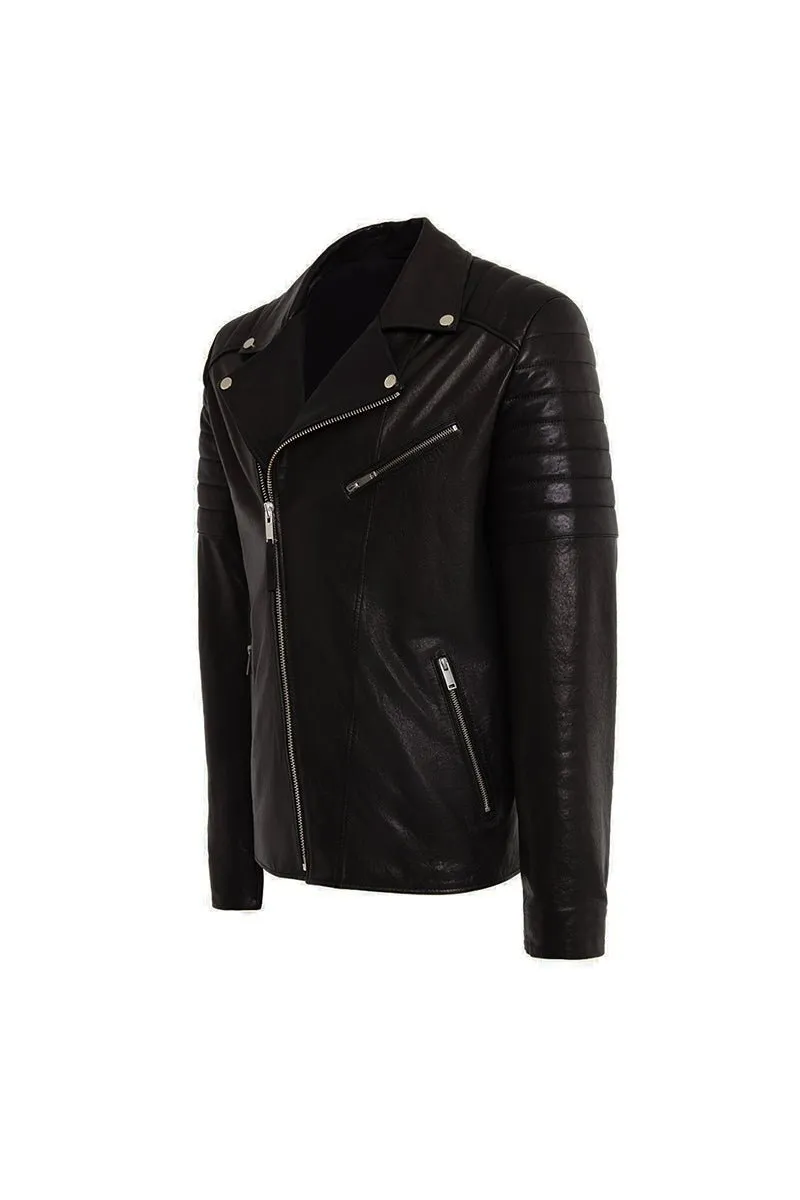 Pierre Men's Leather Biker Jacket - Black