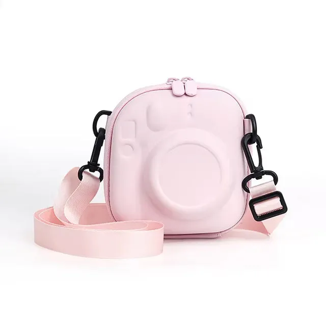 Pikxi Protective Hard Case Bag for FUJIFILM Instax Mini 12/11/10/9/8/7 Instant Film Cameras with Body Strap - Available in Black, Pink, Pink Cloud, Blue-Pink, Cream-White, Lilac-Purple, Mint-Green, Powder-Blue and Watercolor