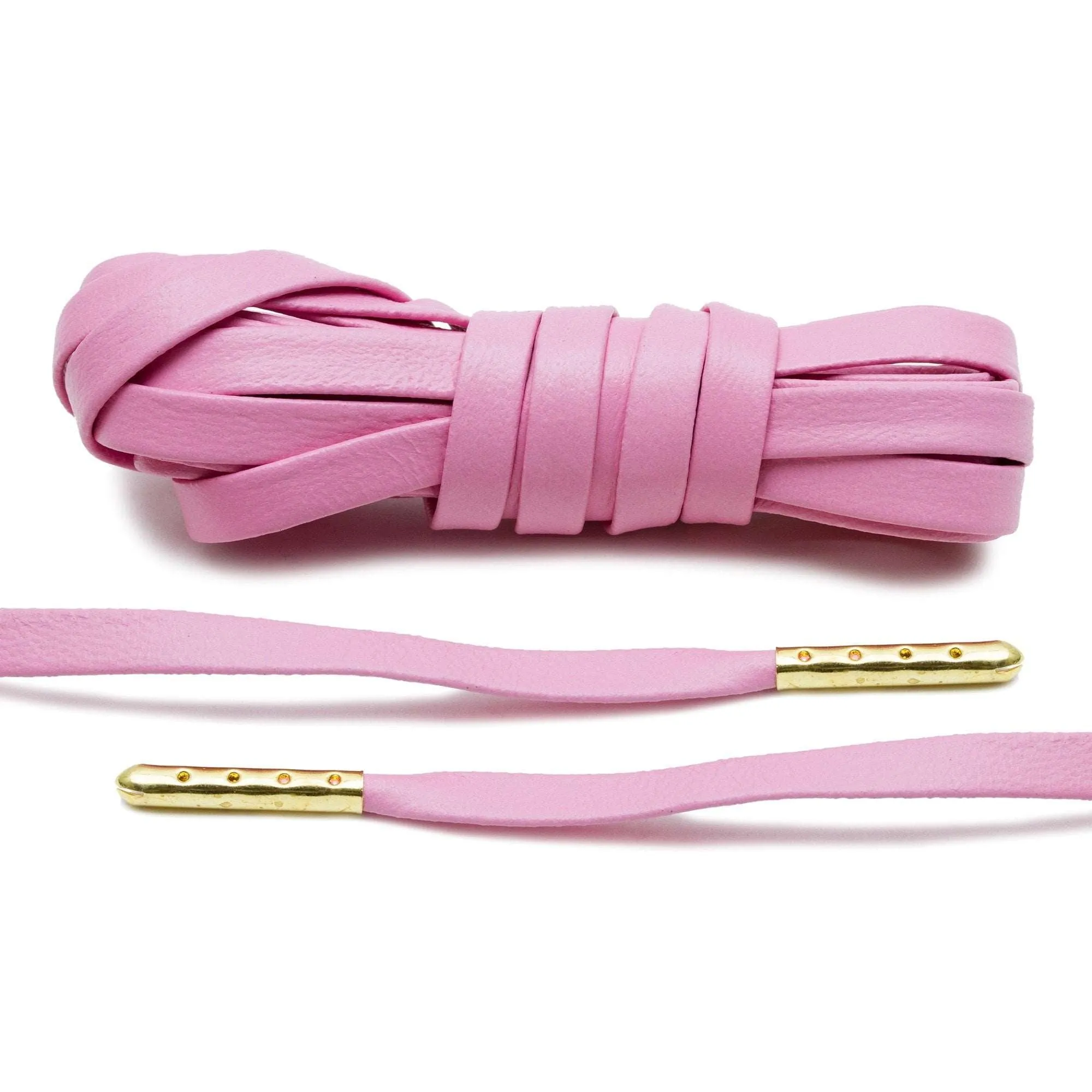 Pink Luxury Leather Laces - Gold Plated