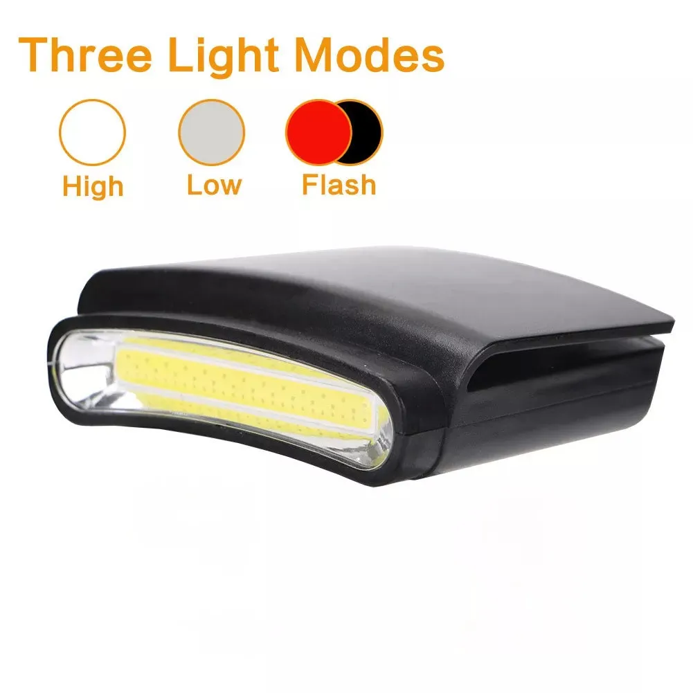 Portable Headlamp Clip on Cap Lamps LED COB Mini Flashlight Outdoor Head Light Use 3*AAA Battery