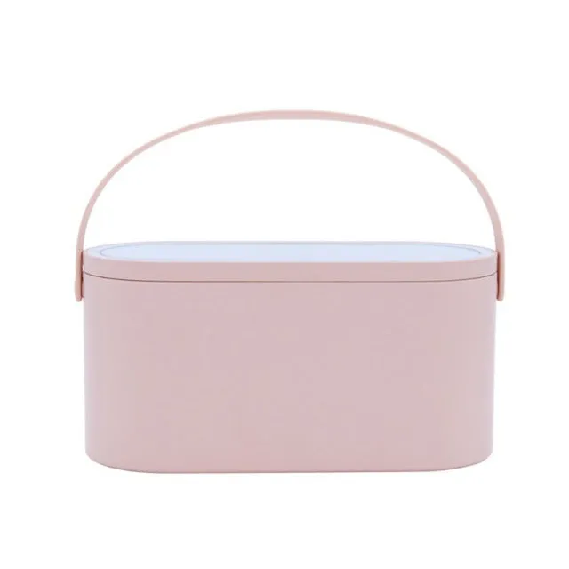 Portable Makeup Case Makeup Mirror With Led Light Creative 2 In 1 Cosmetic Storage Box Travel Cosmetic Bag Container