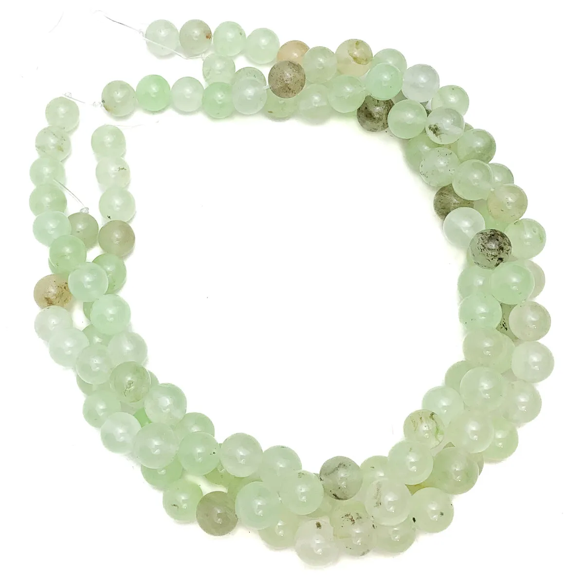 Prehnite Fine 10mm Smooth Rounds Bead Strand