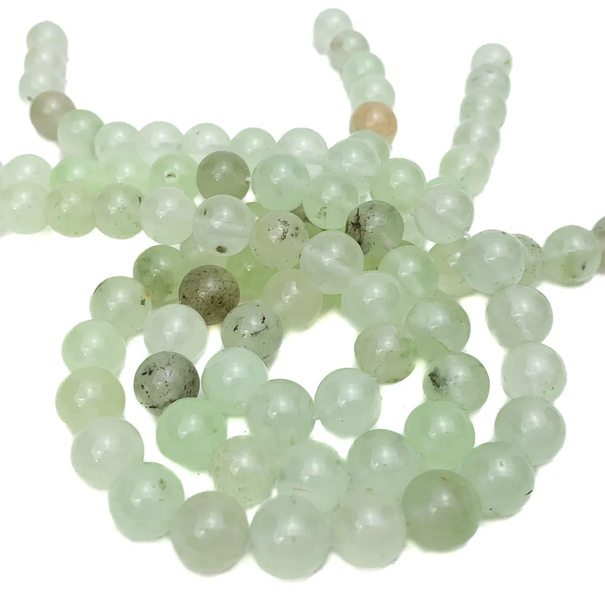 Prehnite Fine 10mm Smooth Rounds Bead Strand