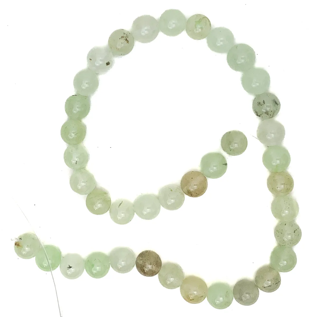 Prehnite Fine 10mm Smooth Rounds Bead Strand