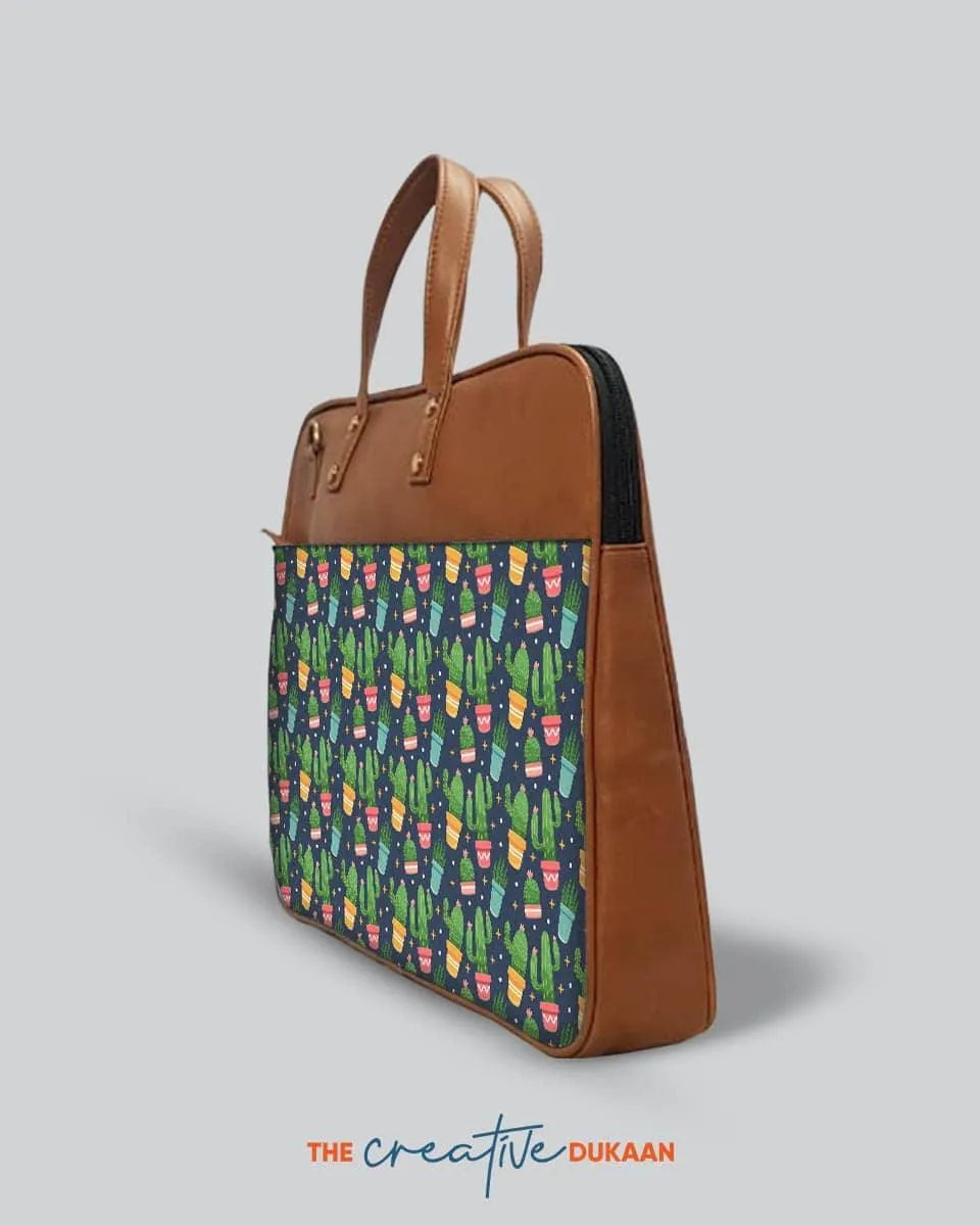 Printed Cactus - The Vegan Leather Laptop Bag