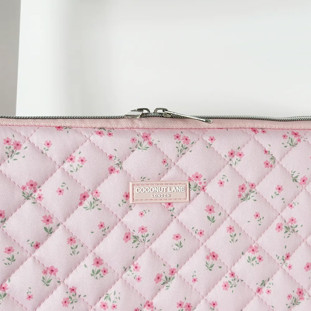 Quilted Ditsy Floral Pink Laptop Sleeve