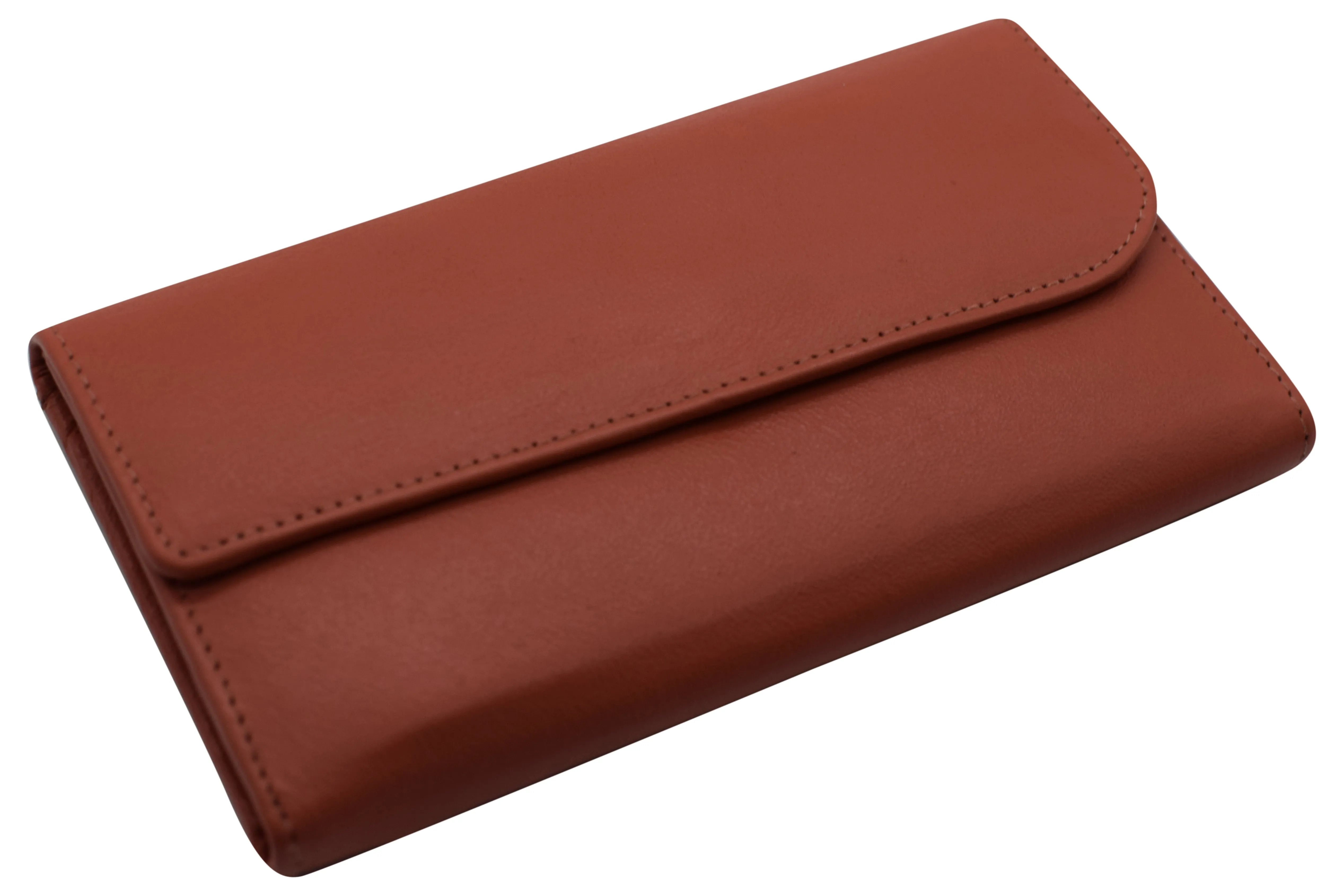 RFIDCN2575 Women's Genuine Leather RFID Trifold Checkbook Slim Wallet for Ladies