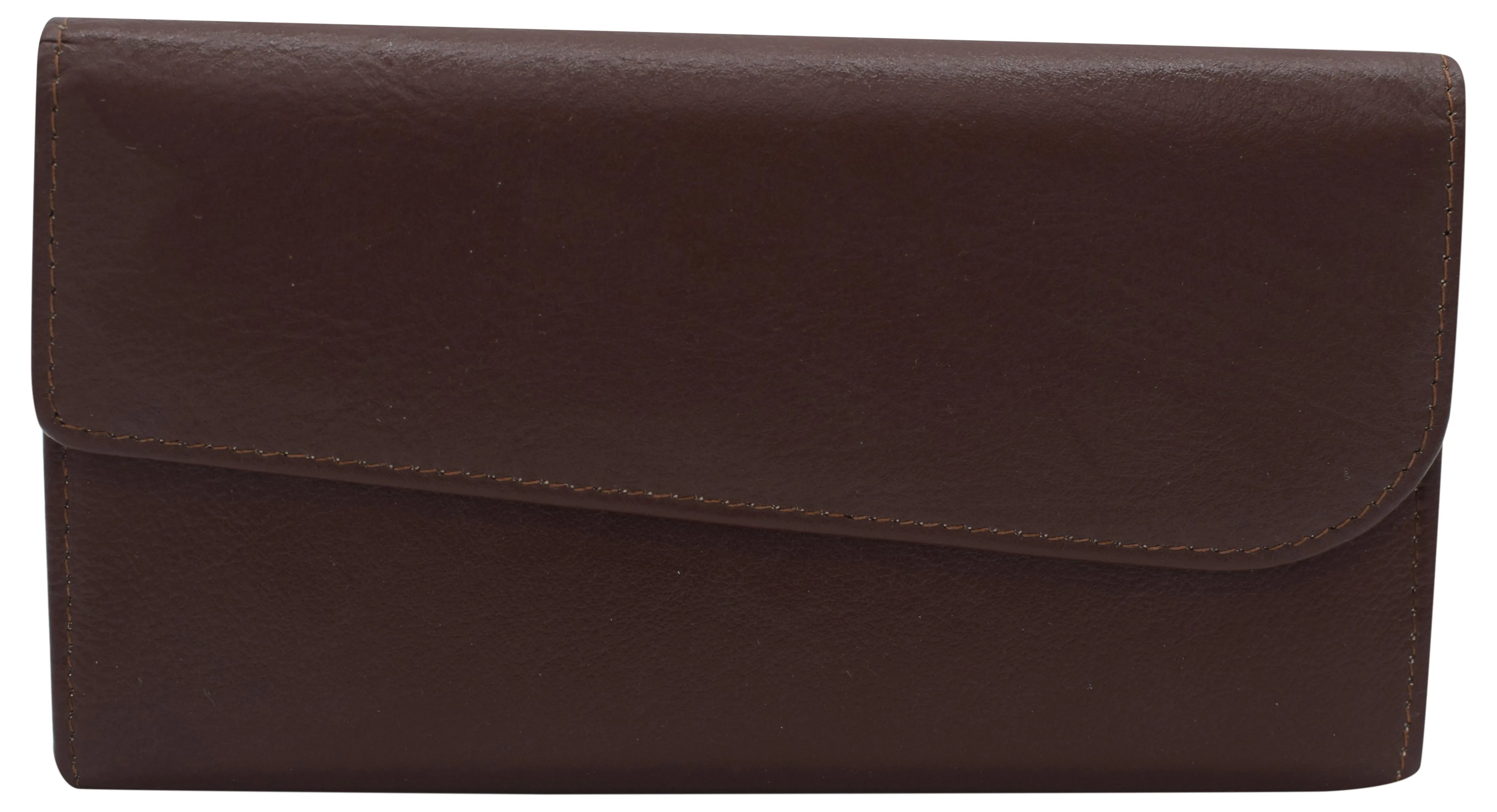 RFIDCN2575 Women's Genuine Leather RFID Trifold Checkbook Slim Wallet for Ladies