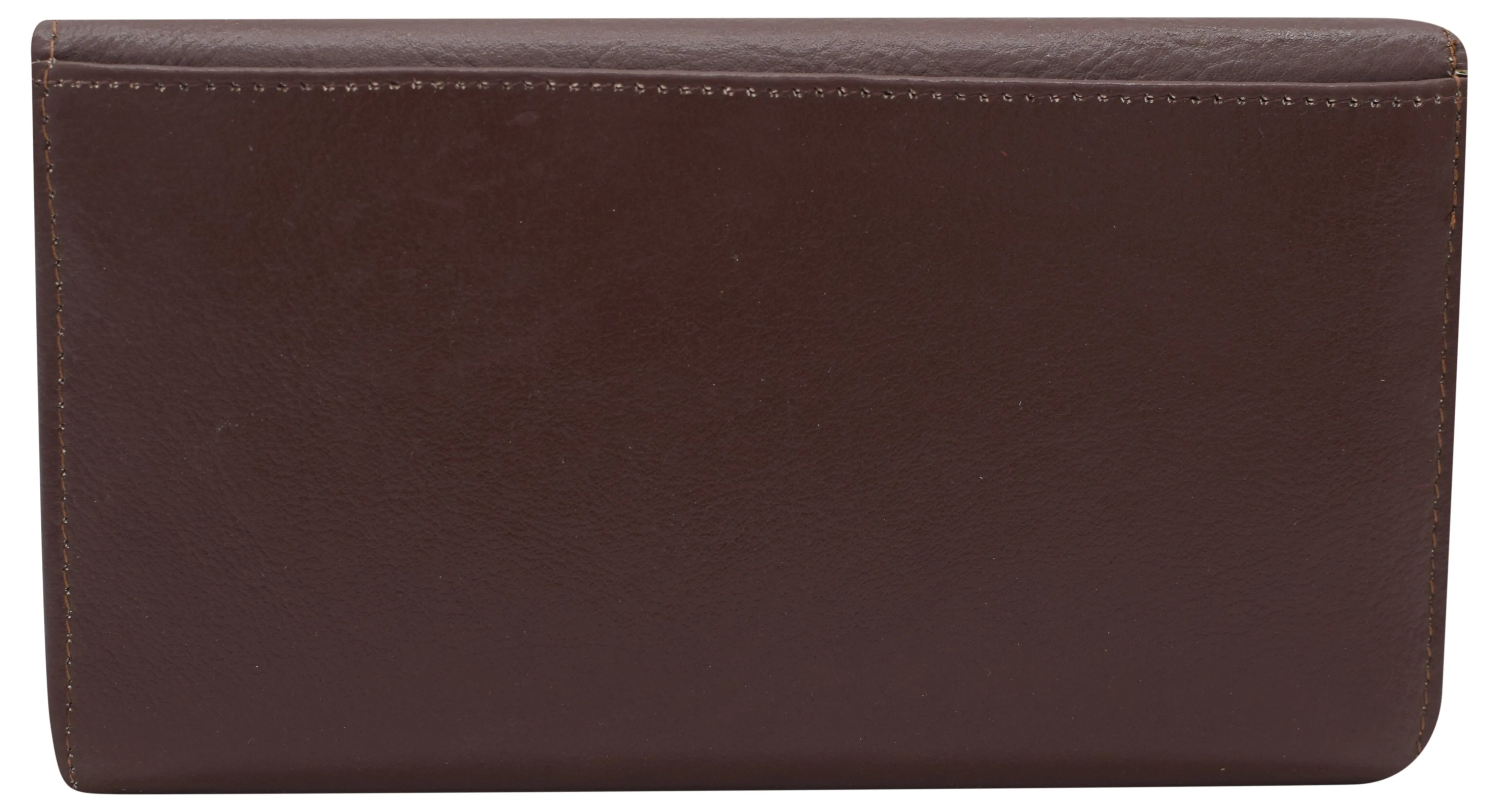 RFIDCN2575 Women's Genuine Leather RFID Trifold Checkbook Slim Wallet for Ladies