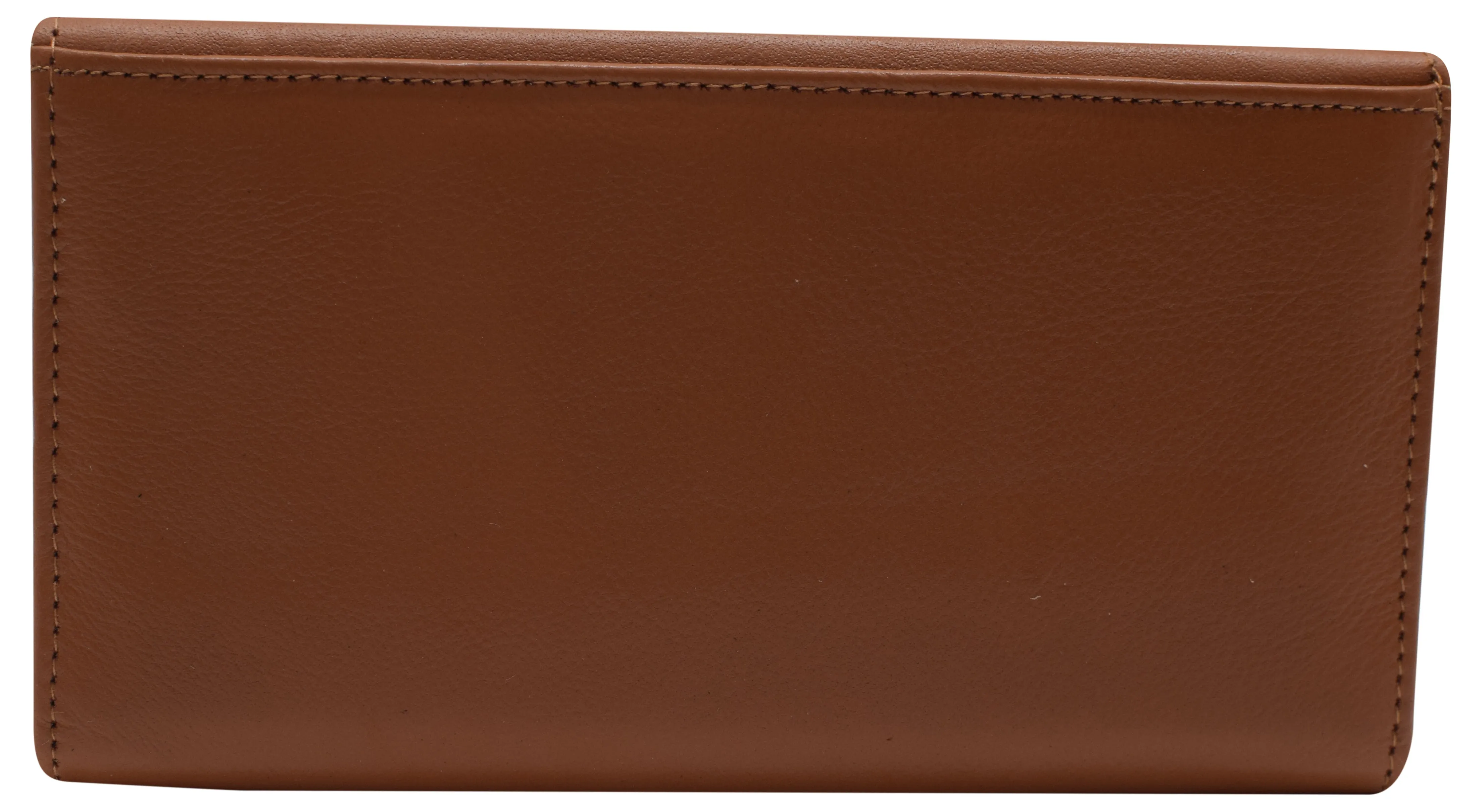 RFIDCN2575 Women's Genuine Leather RFID Trifold Checkbook Slim Wallet for Ladies